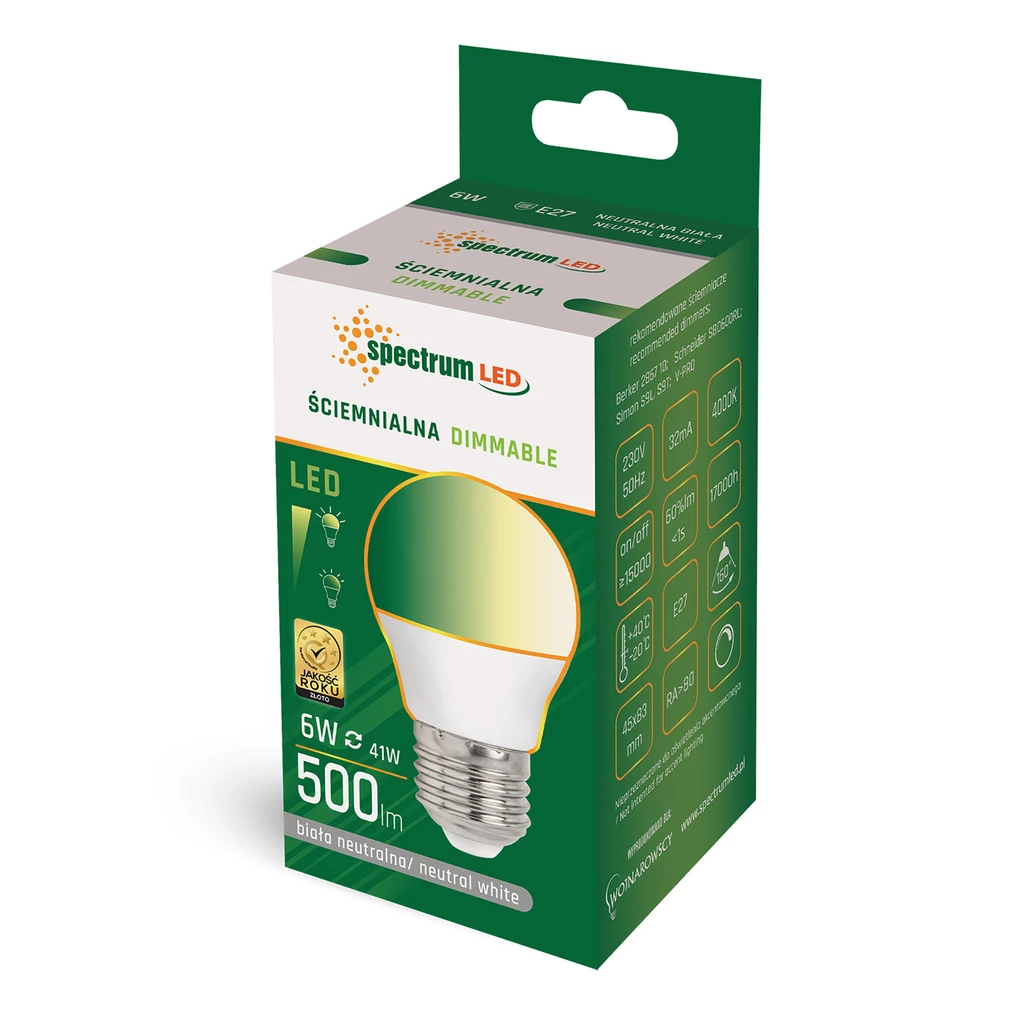 LED žiarovka E27 6W neutrálna farba DIMMABLE SPECTRUM