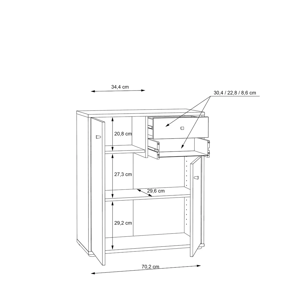 Komoda TEMPRA 2 nízka 2D2S, dub artisan