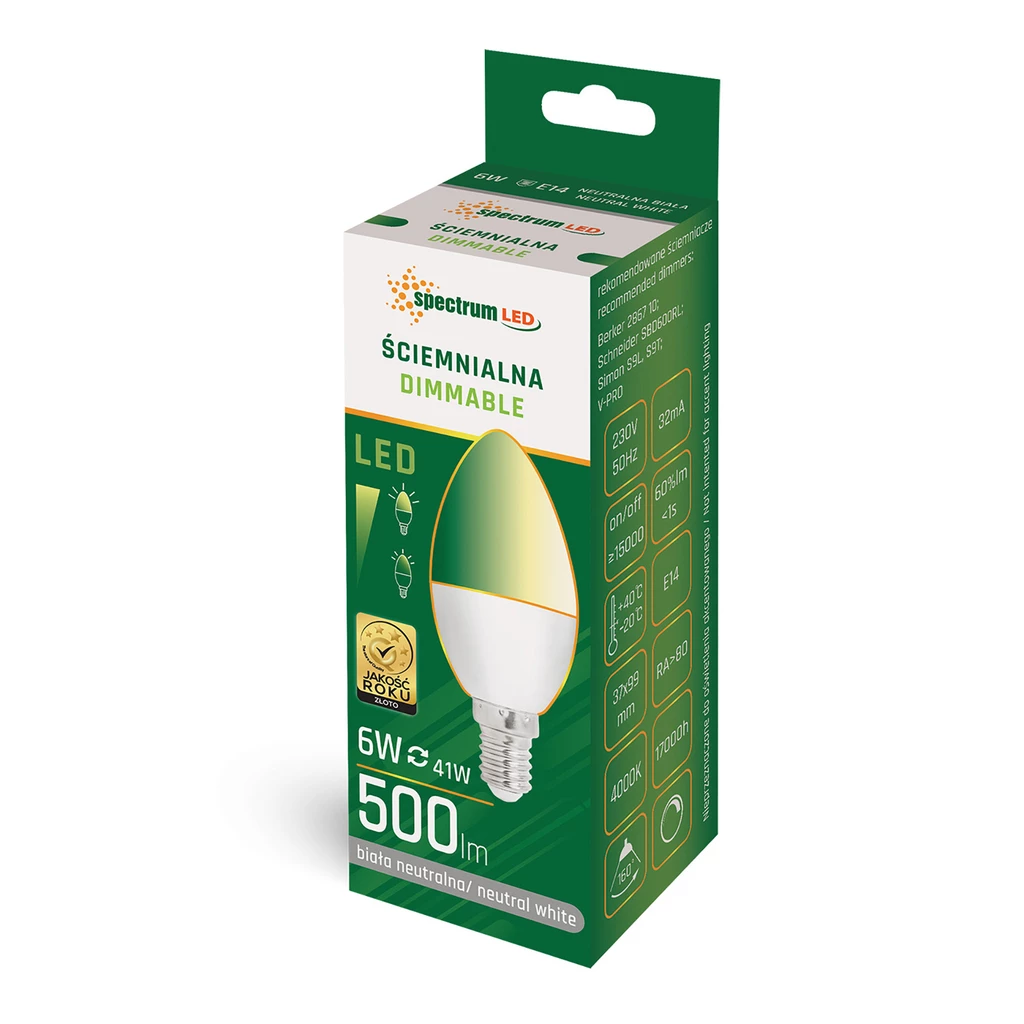 LED žiarovka E14 6W neutrálna farba DIMMABLE SPECTRUM