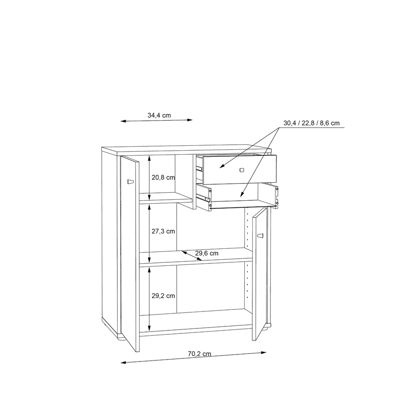 Komoda TEMPRA 2 nízka 2D2S, dub artisan