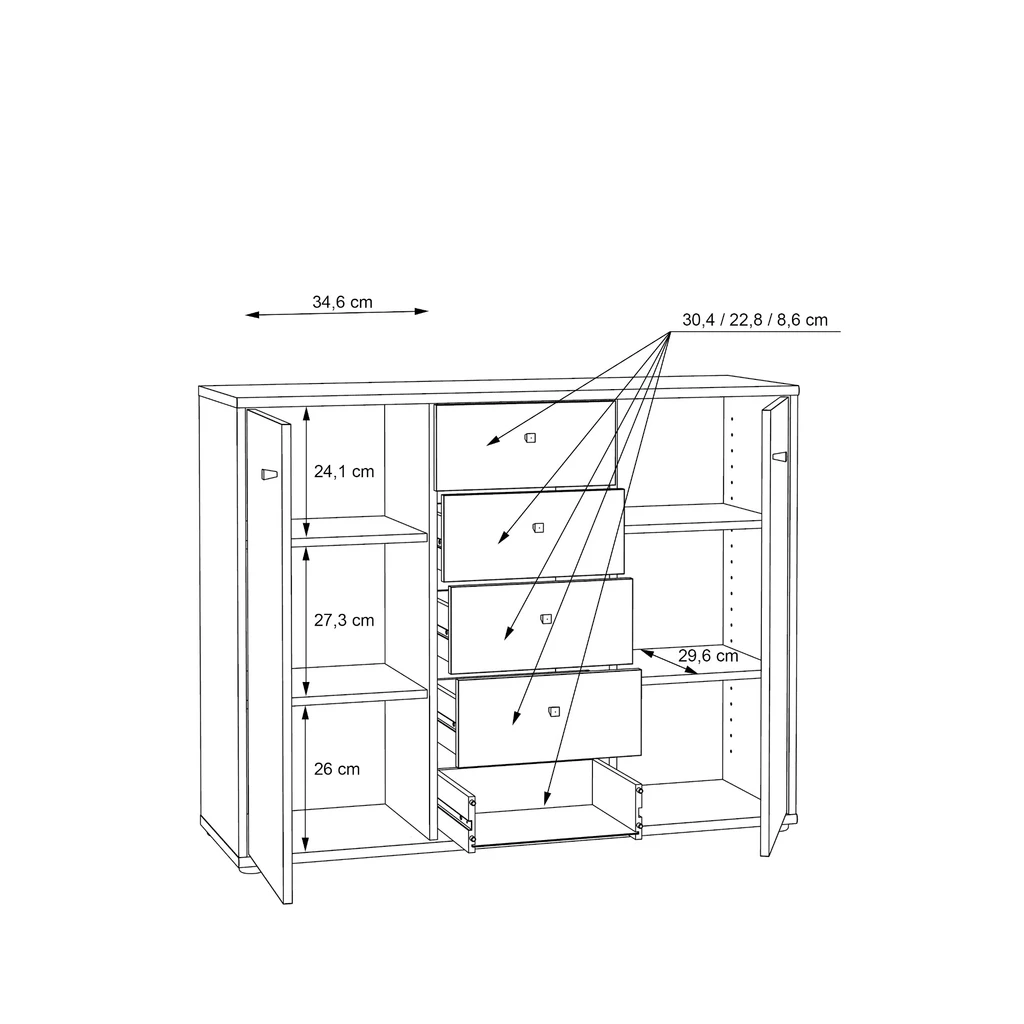 Komoda TEMPRA 2 nízka 2D5S loft