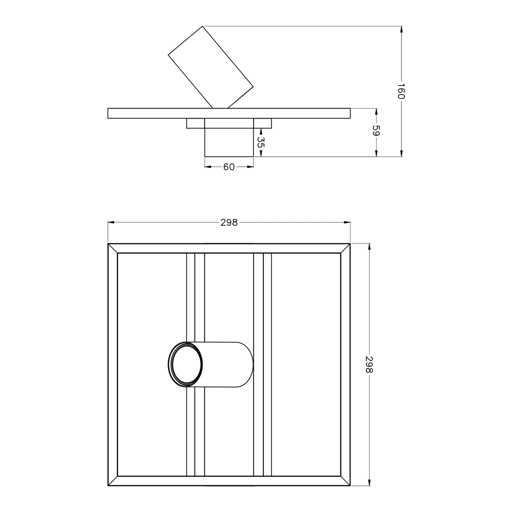 Lampa sufitowa LED z reflektorem geometryczna drewno KORDA - wymiary.