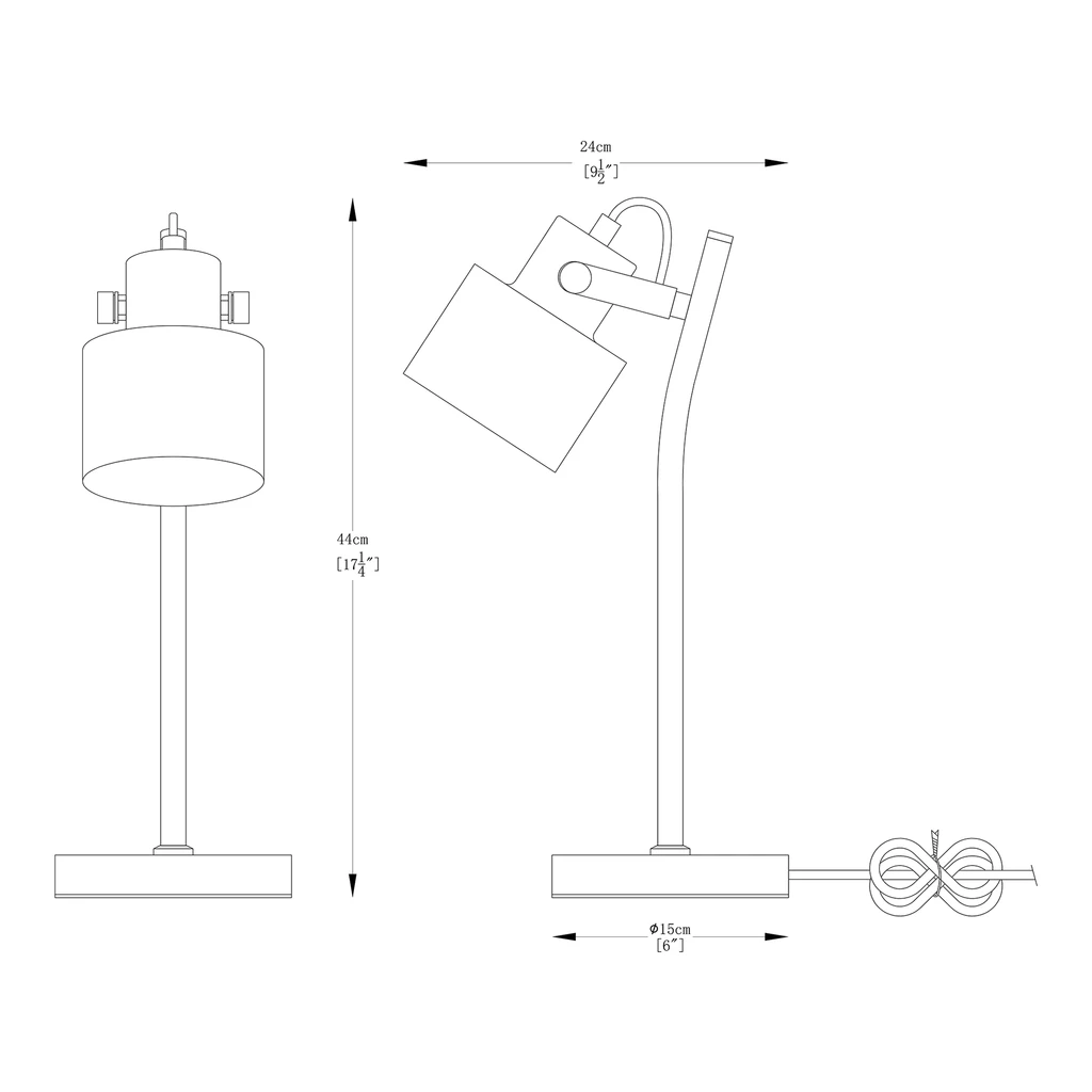 Lampa biurkowa DRACO w czarnym kolorze w ruchomym kloszem i okrągłą podstawą.