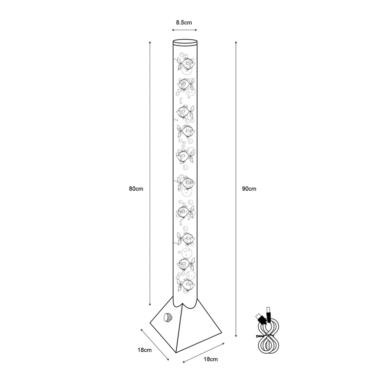 Lampa stołowa dekoracyjna LED RGB AQUA - wymiary.