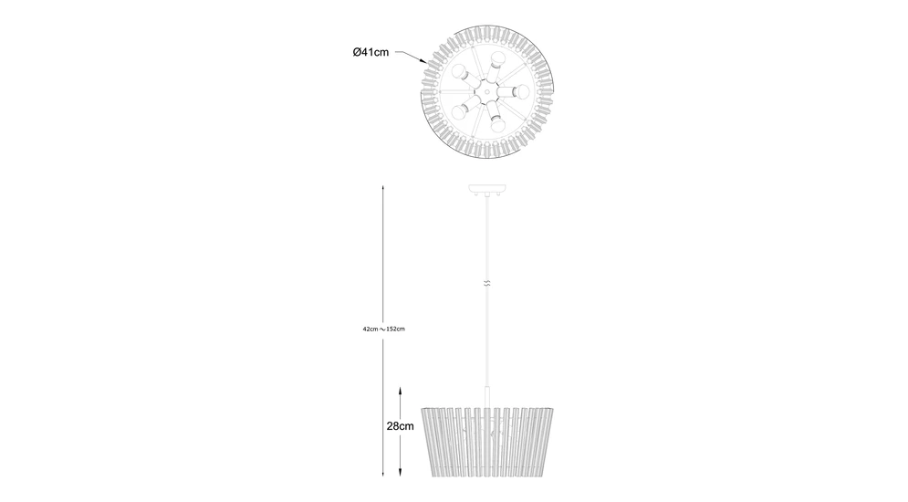 Lampa wisząca glamour złota BACH 41 cm - wymiary.