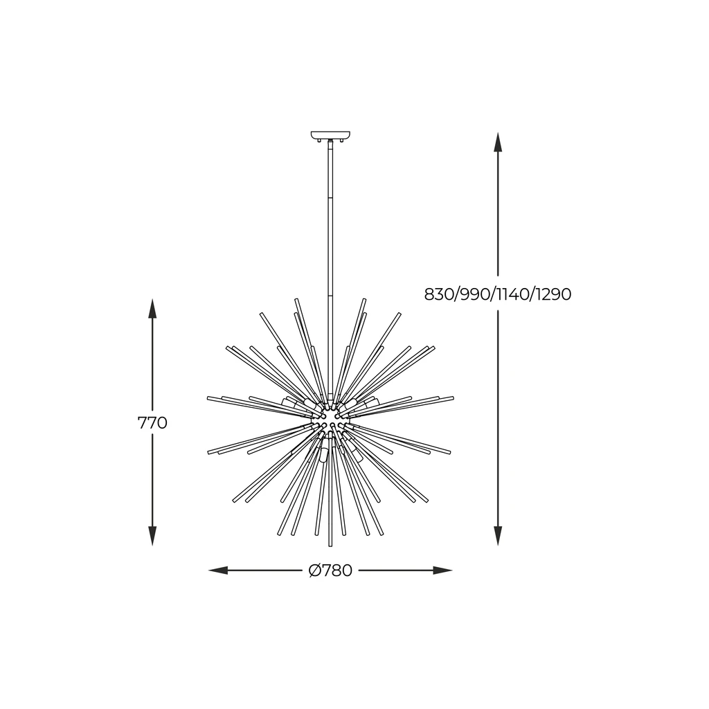 Zlaté závesné svietidlo 9xG9 URCHIN 78 cm