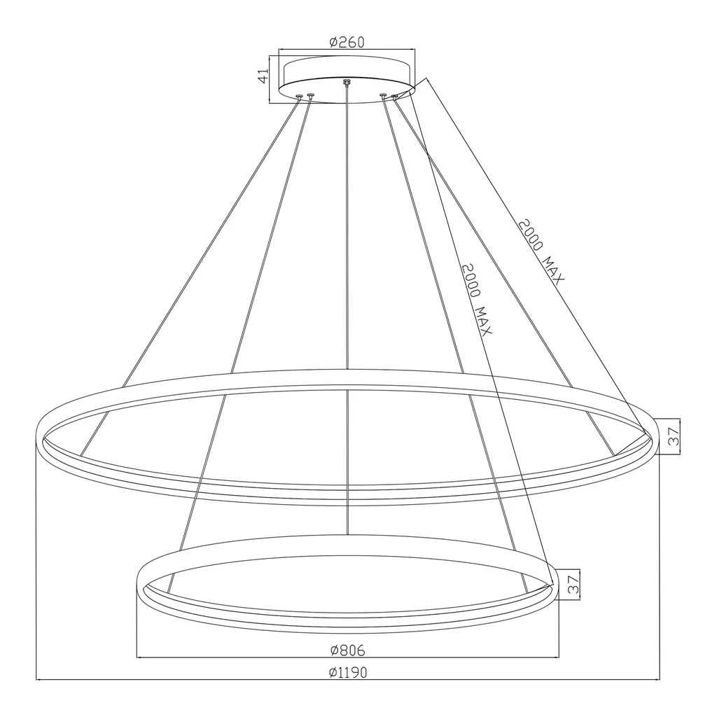 Závesná lampa LED 2 kruhy čierna CARLO