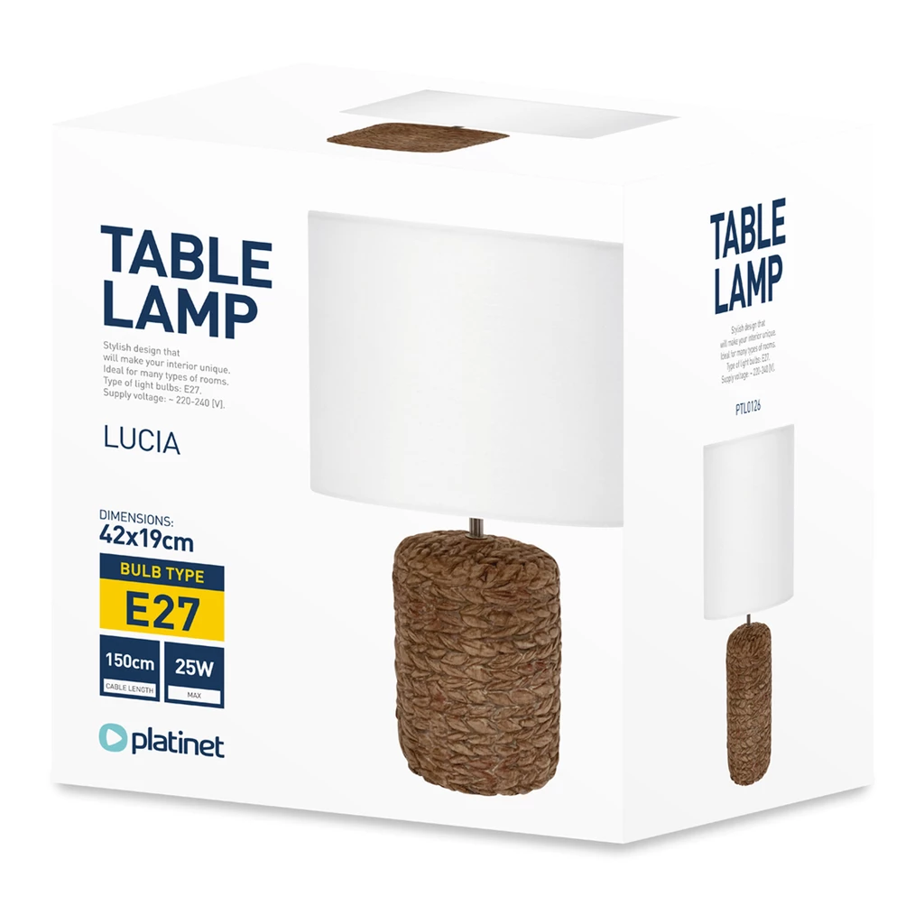 Stolná lampa keramická biela/rattan LUCIA