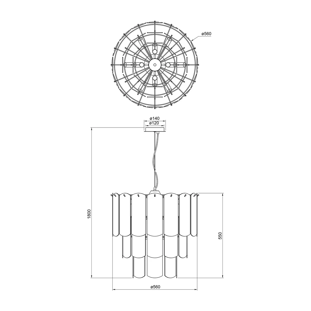 Lampa wisząca transparentne szkło złota NIRA - wymiary.