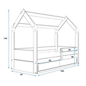 Detská postieľka domček s matracom a roštom HAVEN 80x160 cm