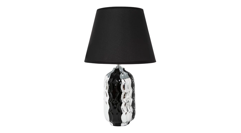 Keramická stolná lampa čierno-strieborná, 38 cm