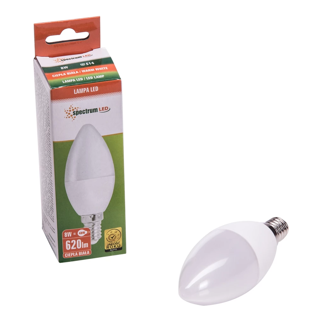 LED žiarovka E14 8W svieca teplej farby SPECTRUM