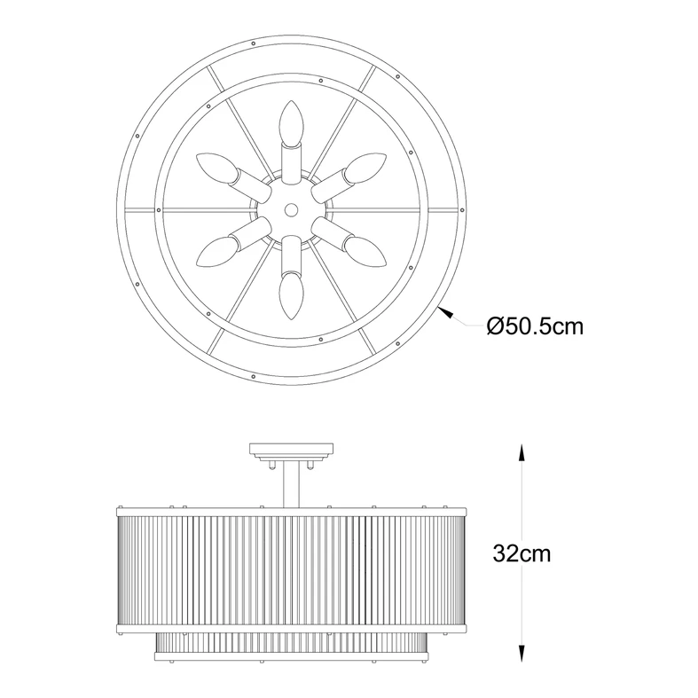 Chrómovaná stropná lampa SERGIO 50 cm