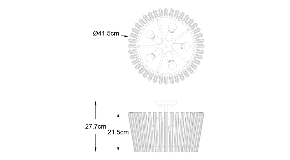 Lampa sufitowa glamour złota BACH 41 cm - wymiary.