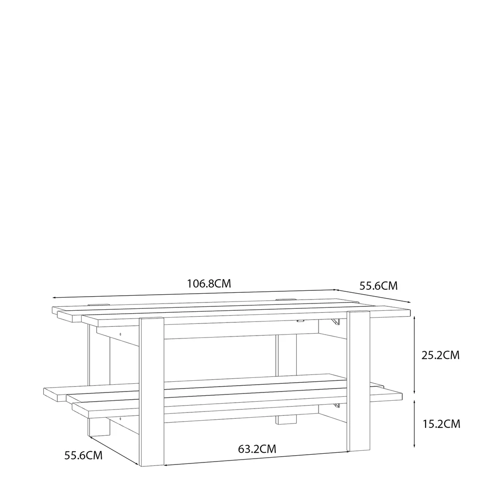 Konferenčný stolík s policou COFFEE TABLES sivý