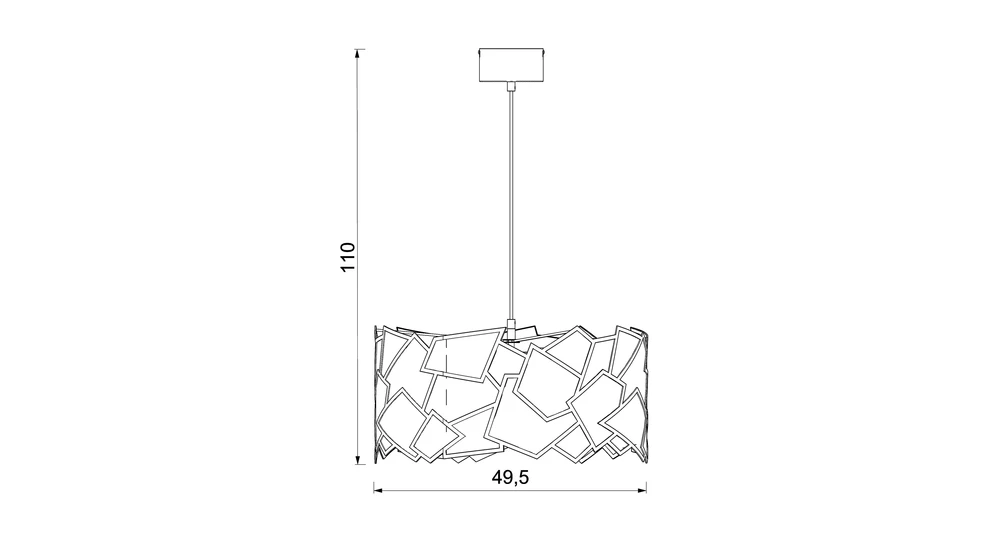 Lampa wiszaca czarna CAMO III - wymiary.