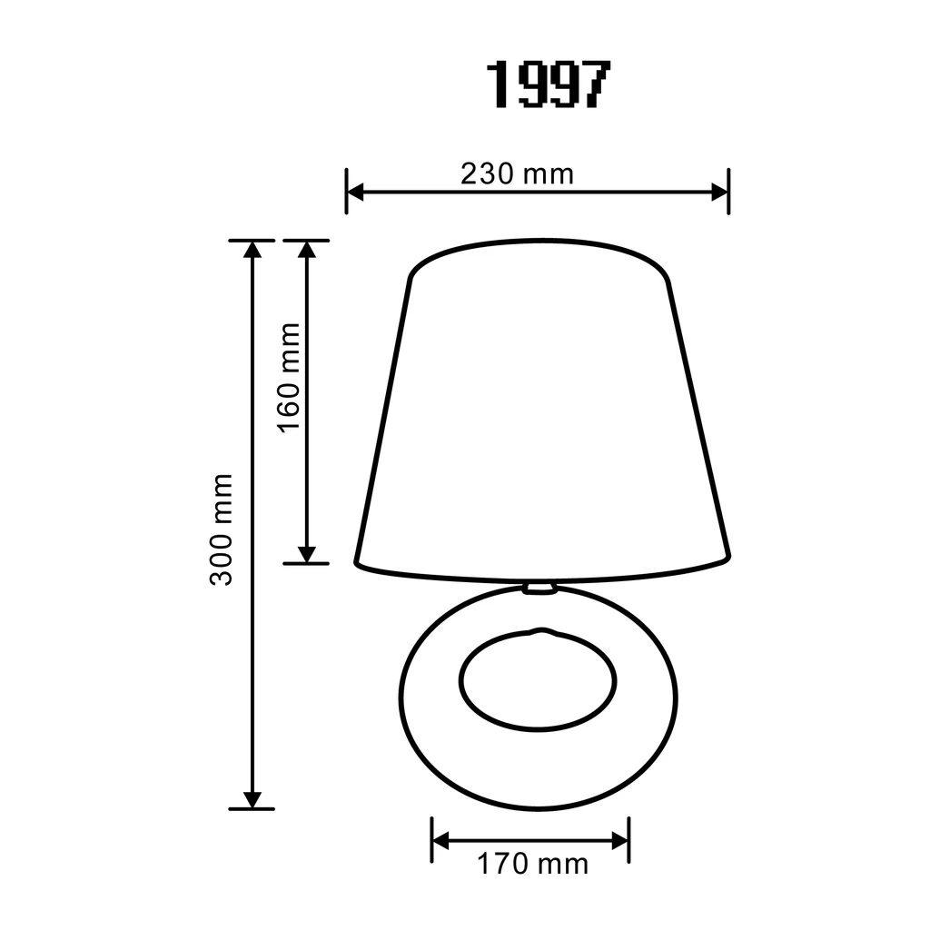 Lampa stołowa z abażurem, biało-brązowa - wymiary.