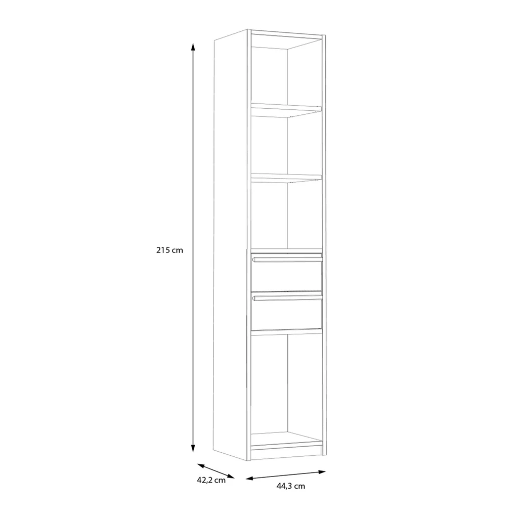 Knižnica s policami a zásuvkami S-ROOM 44,4 cm