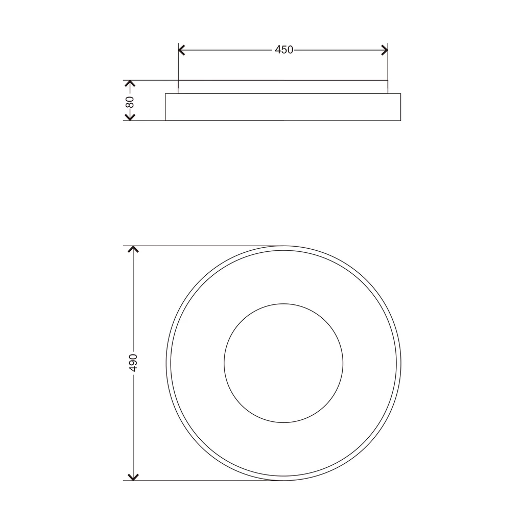 Plafon LED 36W czarny ESPINO 49 cm z pilotem - wymiary.