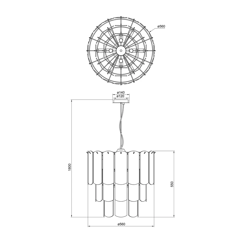 Lampa wisząca dymione szkło czarna NIRA - wymiary.