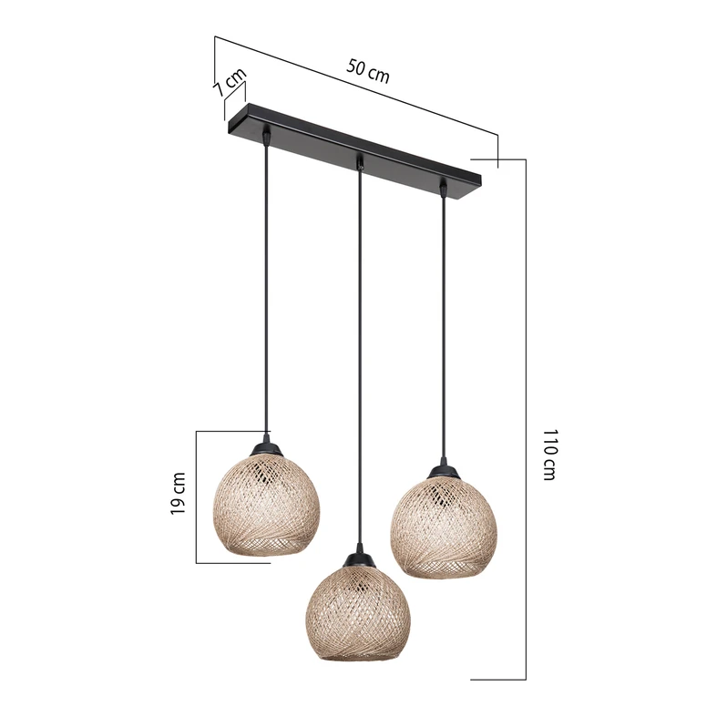 Potrójna lampa wisząca YUMAK na to oświetlenie, które podkreśli naturalność i wyjątkowość wnętrza w klimacie boho.