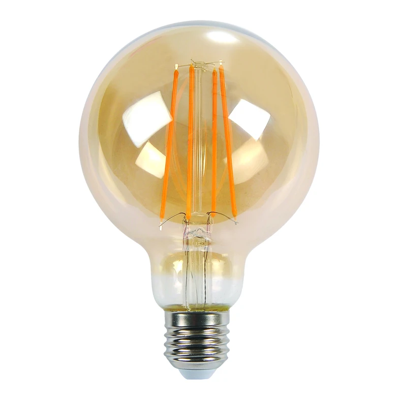 Dekoratívna LED žiarovka E27 6W teplá farba ORO-E27-G125-FL-AMBER-6W