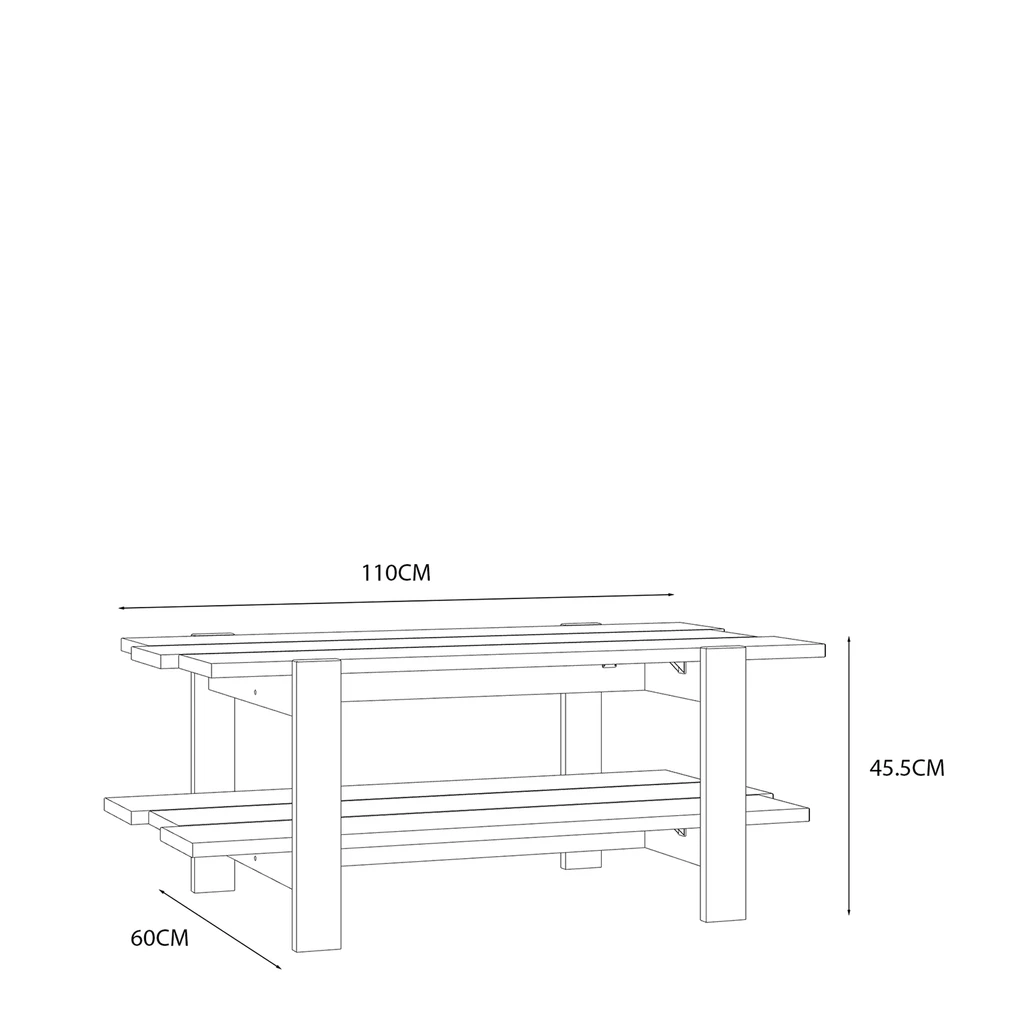 Konferenčný stolík s policou COFFEE TABLES sivý