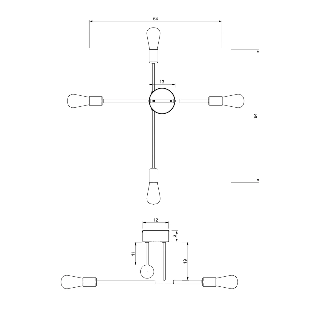 Stropná lampa loftová čierno-zlatá FLAME