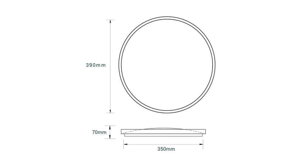 Plafon LED okrągły 36W jasne drewno ORO-OLMO 39 cm - wymiary.