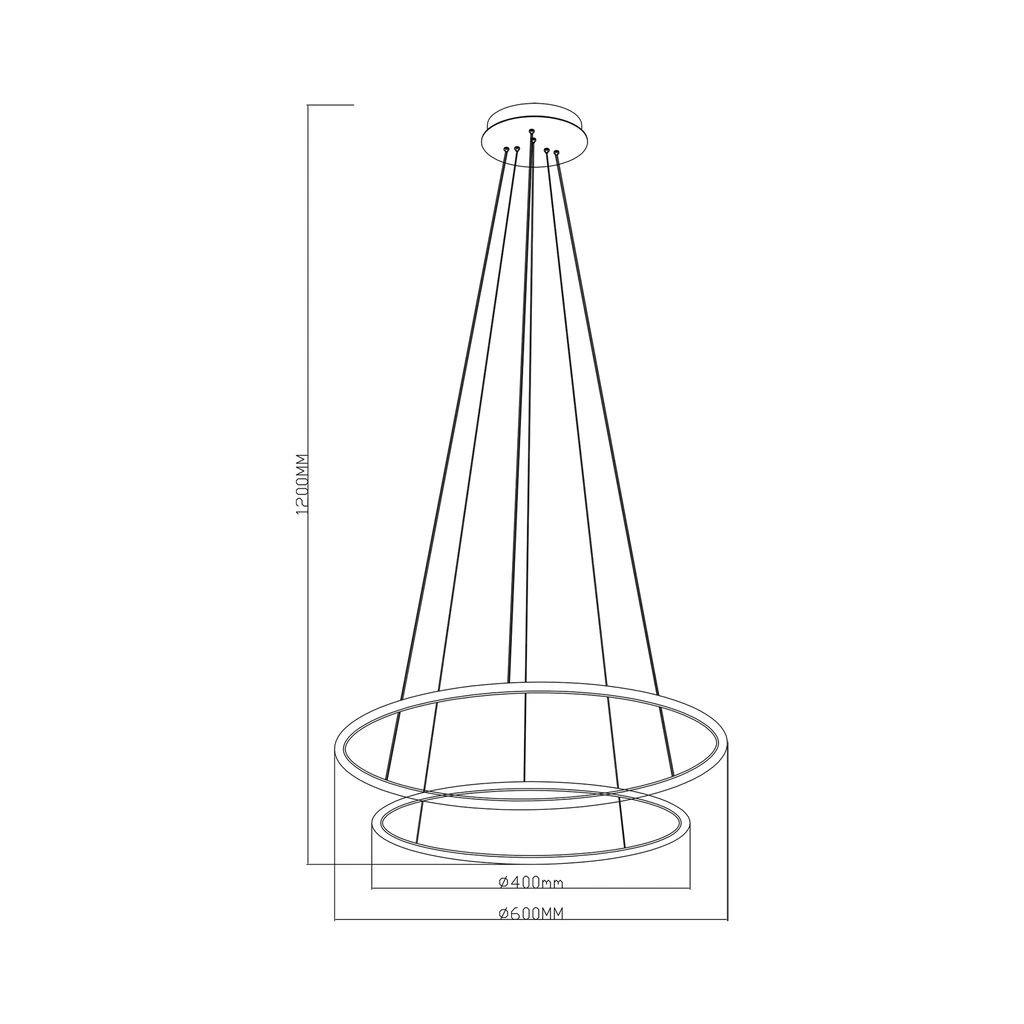 Lampa wisząca LED 2 pierścienie czarna MARSEILLE - wymiary.