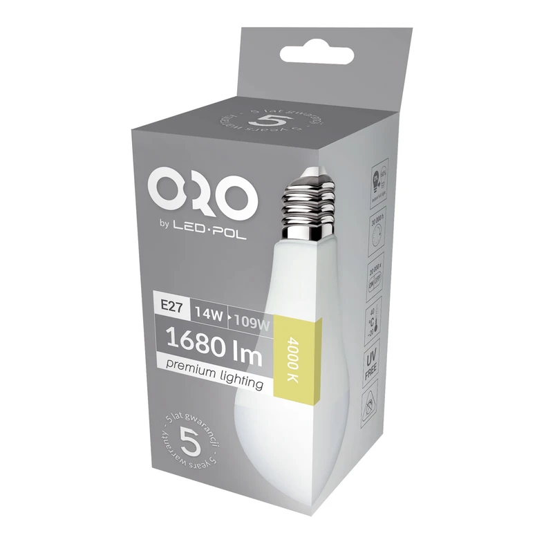 Žiarovka LED E27 14W neutrálna farba ORO-PREMIUM-E27-A65-14W-XP