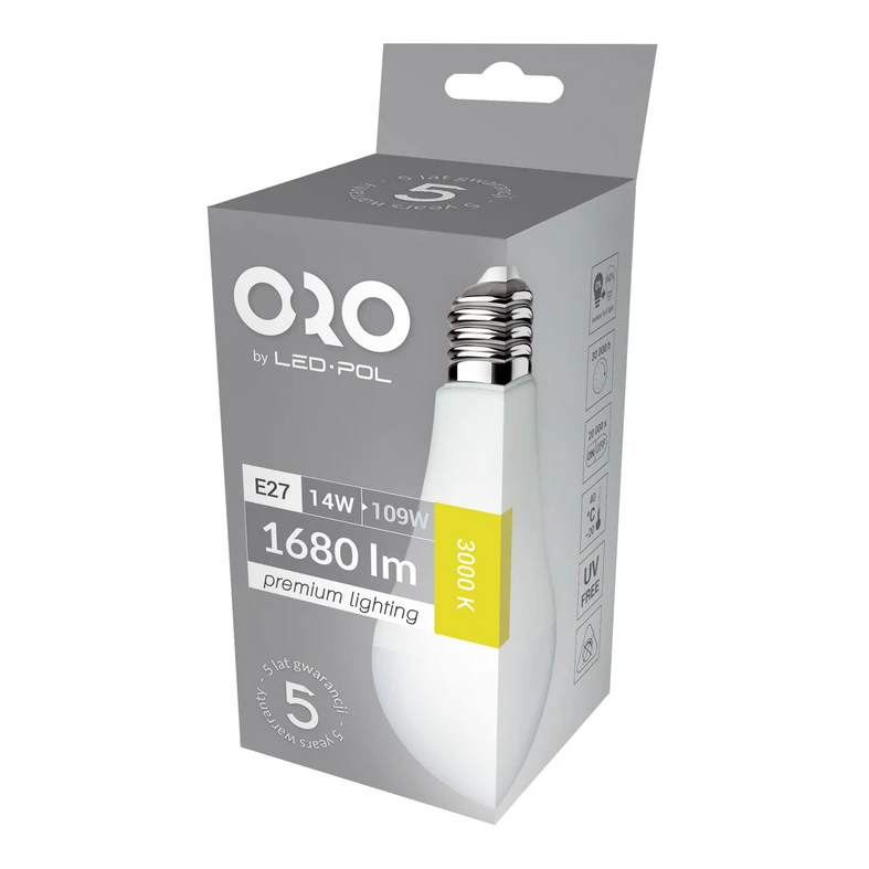 Žiarovka LED E27 14W teplá farba ORO-PREMIUM-E27-A65-14W-XP