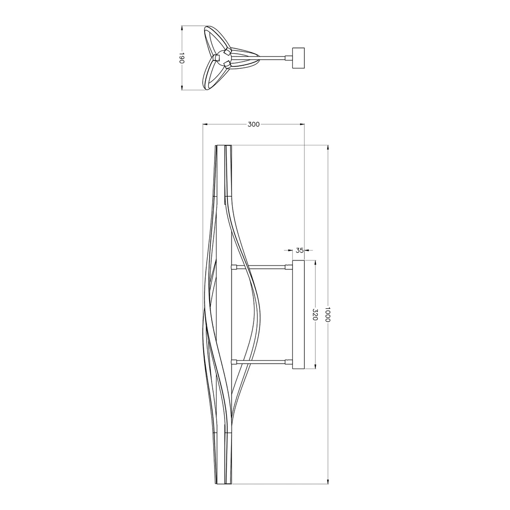 Lampa sufitowa LED drewniana czarna BAEZ - wymiary.